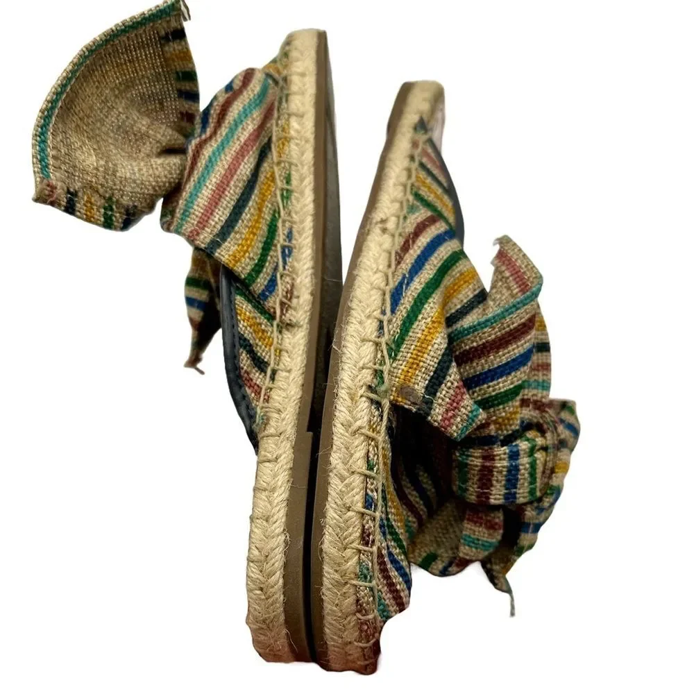Sam Edelman Circus LULU Espadrille Multi Stripe Oversized Bow Slip On Flats Sz 7